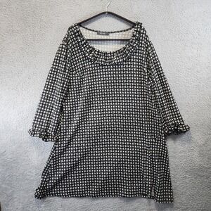 Ice Silk Tunic Top Dress Womens Size 3XL Black White‎ Geometric Print Casual